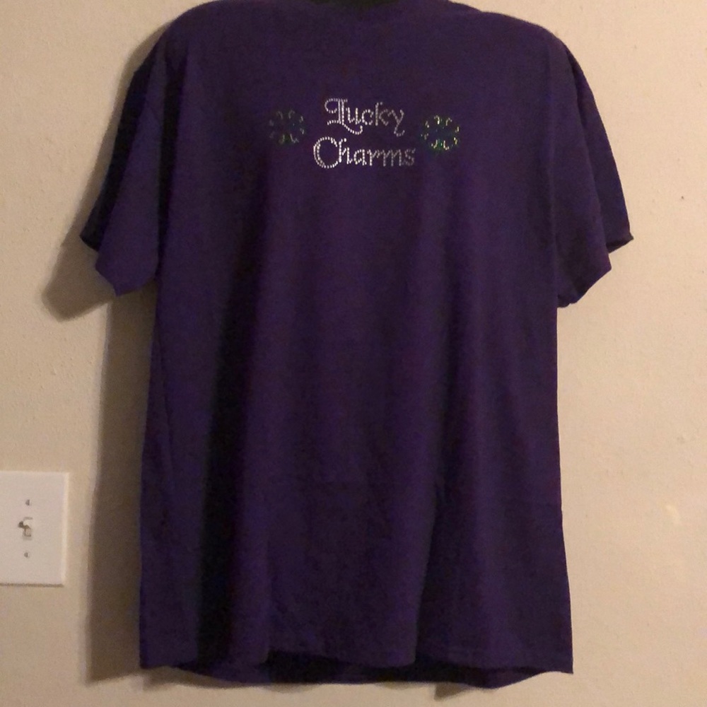 ☘️Rhinestone Lucky Charm Purple Short Sleeve T🍀